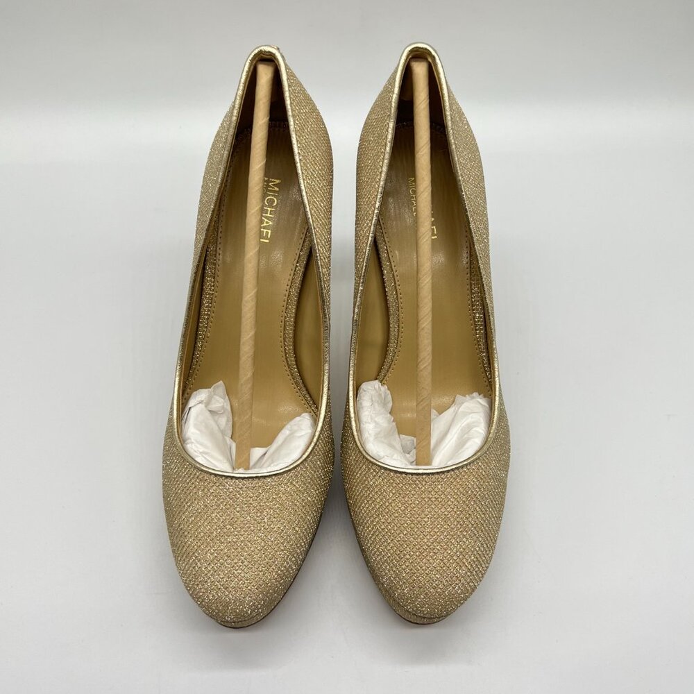 Michael Michael Kors Womens 7M Gold Chantal Platform Pumps Heels Shoes - Picture 3 of 15